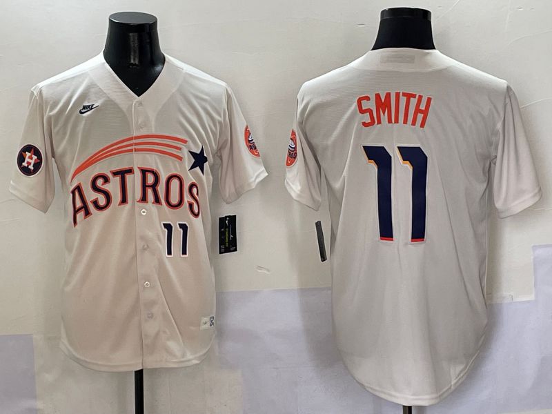 Men Houston Astros #11 Smith Cream Five generations Joint Name 2025 Nike MLB Jersey style 5->houston astros->MLB Jersey